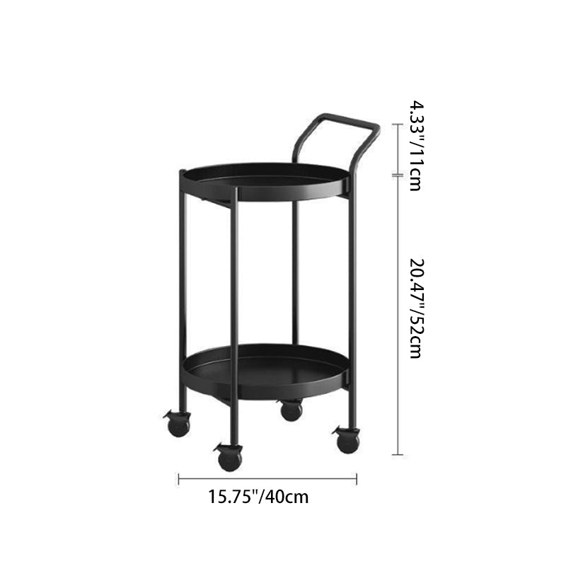 Contemporary Minimalist Round Iron Movable Side Table With Armrest 2/3-Tier For Living Room