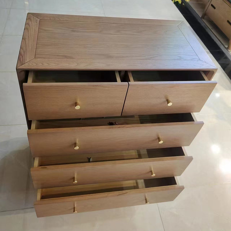 Contemporary Nordic Solid Wood & Plywood Rectangular Storage Cabinet 5/6 Drawers For Living Room