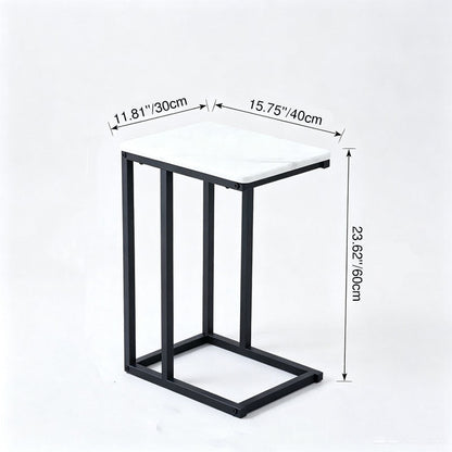 Modern Minimalist Rectangular Rounded-Edge MDF Iron Side Table 1-Tier For Living Room
