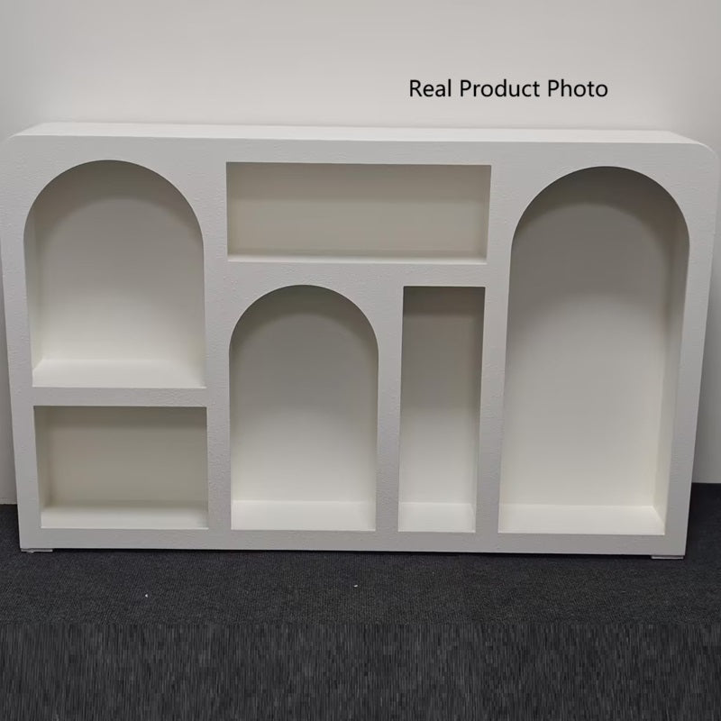 Modern Minimalist Engineered Wood Arched Rounded Rectangular Storage Cabinet 6-Cabinets For Living Room