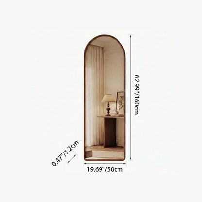Contemporary Retro Rubberwood & Plywood Arched Leaning Full-Length Mirror For Bedroom