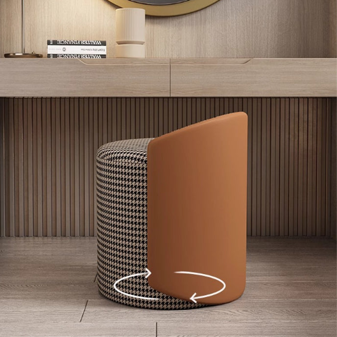 Modern Minimalist Cylindrical Fabric Tech Leather Iron Vanity Stool Backless Armless For Bedroom