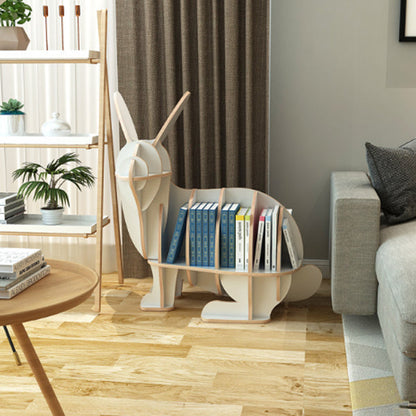 Contemporary Creative Rabbit-Shaped Solid Wood Plywood Bookshelf 5-Shelf For Living Room