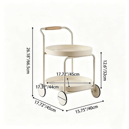 Contemporary Nordic Round Plastic Carbon Steel Movable Coffee Table 2-Tier For Living Room