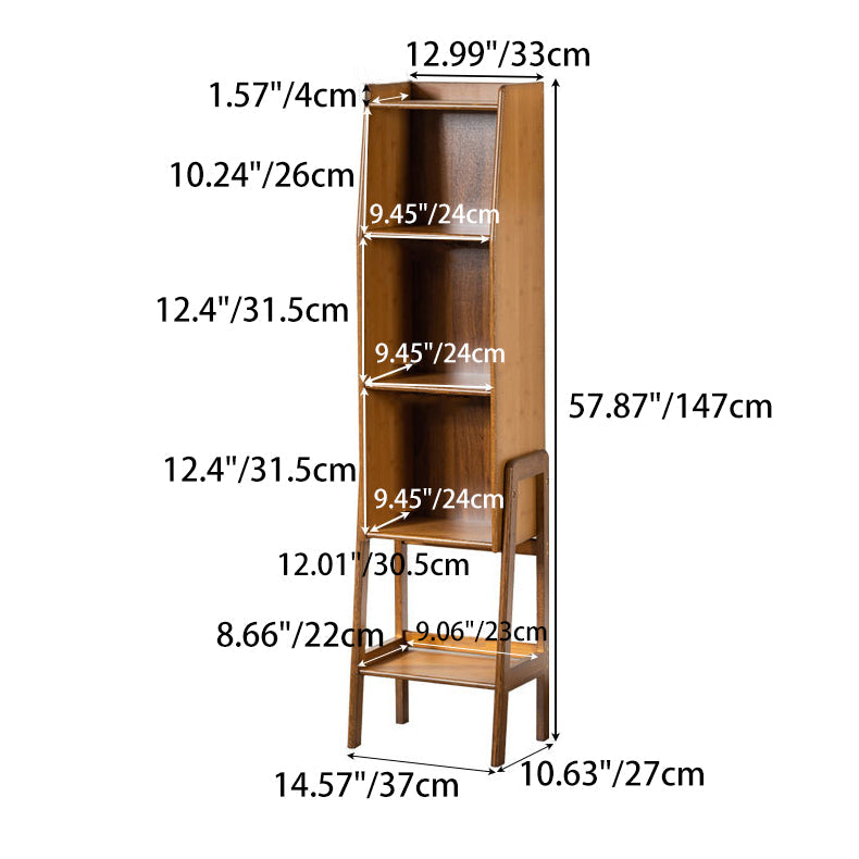 Modern Minimalist Rectangular Bamboo Bookshelf 3/4/5-Tier For Living Room