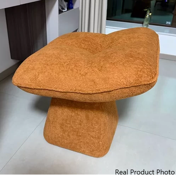 Contemporary Nordic Four-Leaf Clover Shape Chenille Plywood Rotatable Vanity Stool Backless For Bedroom