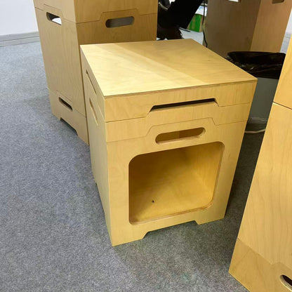 Japanese Modular Birch Plywood End Table - Stackable Storage Boxer Suit For Home Office