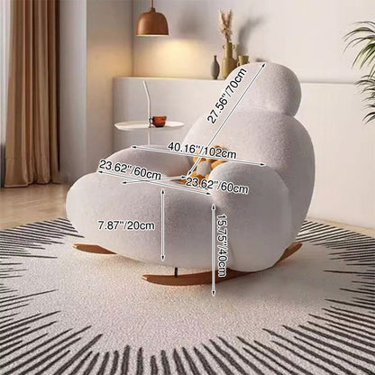Modern Minimalist Curved Sherpa Fabric Solid Wood Rocking Chair Backrest Armrest For Living Room