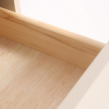 Contemporary Scandinavian Square Cream White 2-Drawer Storage Nightstand - Stone Slab Top Bedside Table For Bedroom