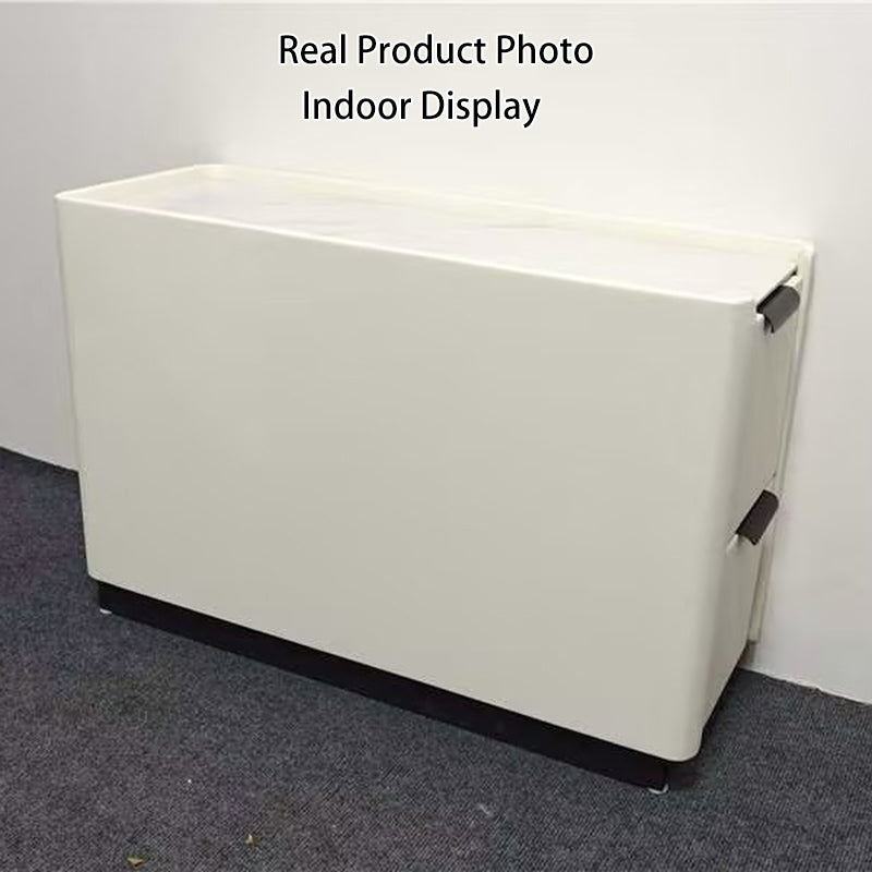 Modern Minimalist Rectangular Multi-Layer Plywood Stone Slab Microfiber Leather Side Table 2-Drawer For Living Room