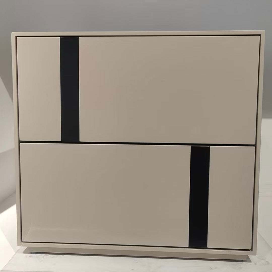 Modern Minimalist Rectangular Nightstand With 2 Drawers E1 MDF Featuring Smooth-Sliding Rails For Bedroom