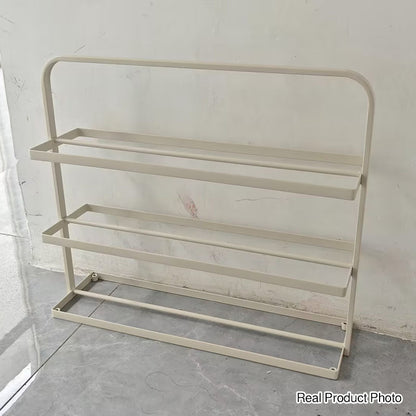 Modern Minimalist Rectangular Iron Open Storage Organizer Shoe Rack 3-Tier For Entryway
