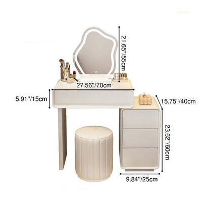 Modern Minimalist Rectangular Cat's Paw Leather Solid Wood Makeup Vanity 5-Drawer For Bedroom