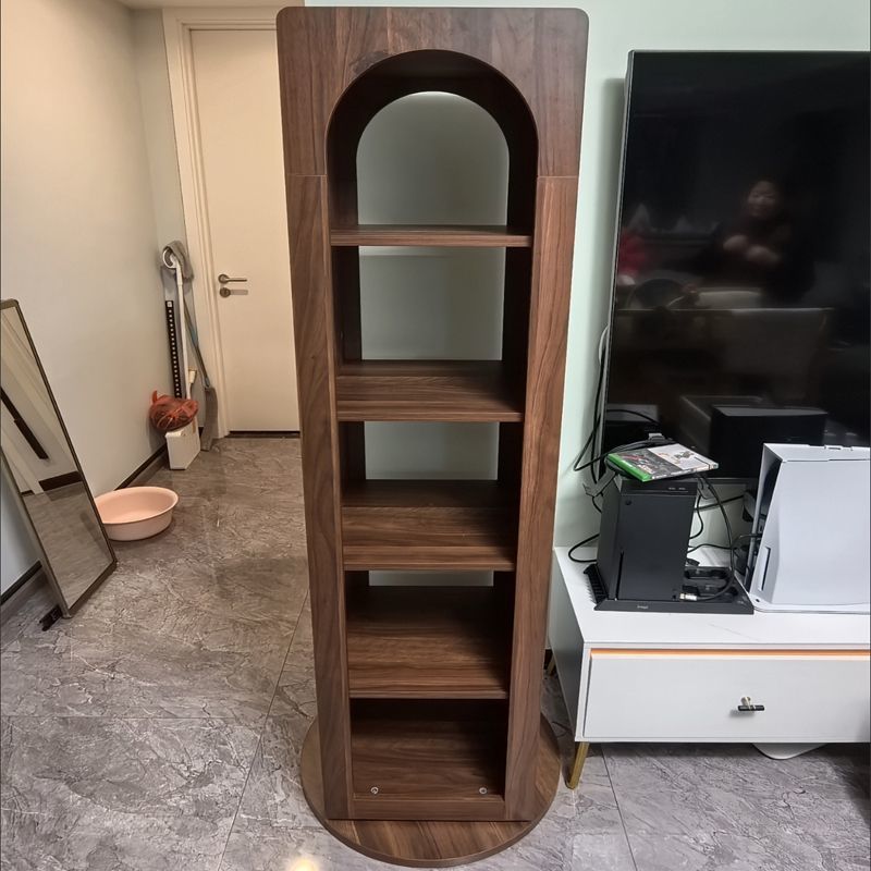 Traditional Vintage Rectangular Pine Wood Carbon Steel Rotatable Multifunctional Bookshelf 5-Tier For Living Room