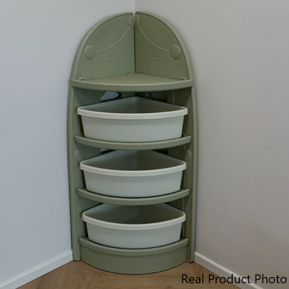 Modern Minimalist Eco-Friendly HDPE PP Plastic Fan-Shaped Kids Corner Storage Shelf 4-Tier For Living Room & Study