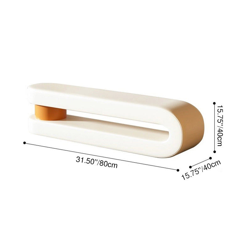 Modern Minimalist Curved Nappa Leather Solid Wood Plywood Sponge Bench For Living Room