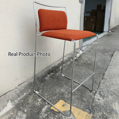 Modern Minimalist Cotton-Linen Steel Rectangular Bar Stool Backrest For Dining Room & Kitchen