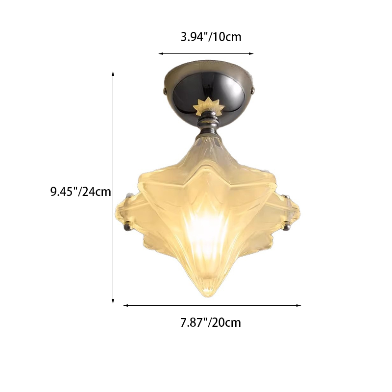 Contemporary Creative Glass Iron Dome Star 1-Light Semi-Flush Mount Ceiling Light For Hallway & Entryway