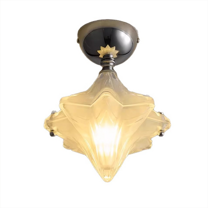 Contemporary Creative Glass Iron Dome Star 1-Light Semi-Flush Mount Ceiling Light For Hallway & Entryway