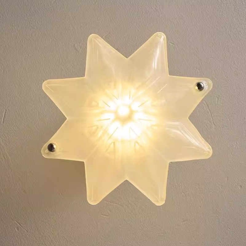 Contemporary Creative Glass Iron Dome Star 1-Light Semi-Flush Mount Ceiling Light For Hallway & Entryway