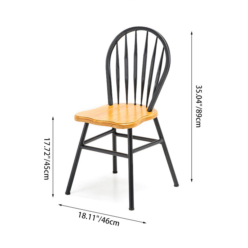 Modern Art Deco Rectangular Solid Wood Iron Dining Chair Backrest Armless For Dining Room & Kitchen