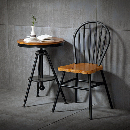 Modern Art Deco Rectangular Solid Wood Iron Dining Chair Backrest Armless For Dining Room & Kitchen