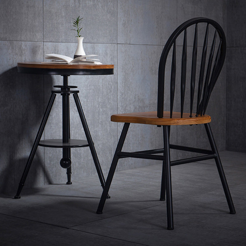 Modern Art Deco Rectangular Solid Wood Iron Dining Chair Backrest Armless For Dining Room & Kitchen