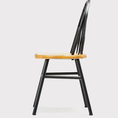 Modern Art Deco Rectangular Solid Wood Iron Dining Chair Backrest Armless For Dining Room & Kitchen