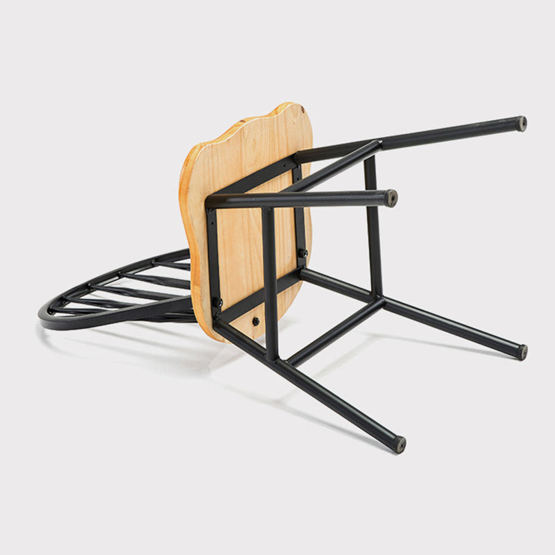 Modern Art Deco Rectangular Solid Wood Iron Dining Chair Backrest Armless For Dining Room & Kitchen