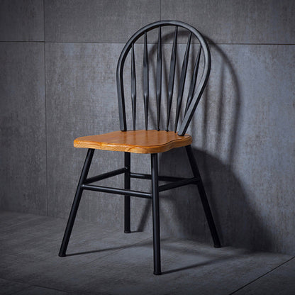 Modern Art Deco Rectangular Solid Wood Iron Dining Chair Backrest Armless For Dining Room & Kitchen