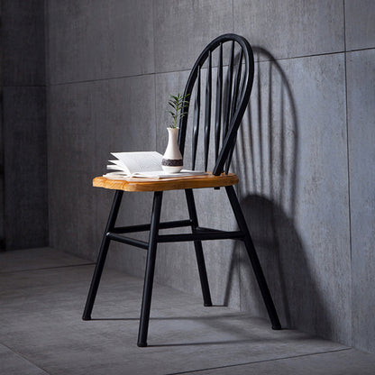 Modern Art Deco Rectangular Solid Wood Iron Dining Chair Backrest Armless For Dining Room & Kitchen