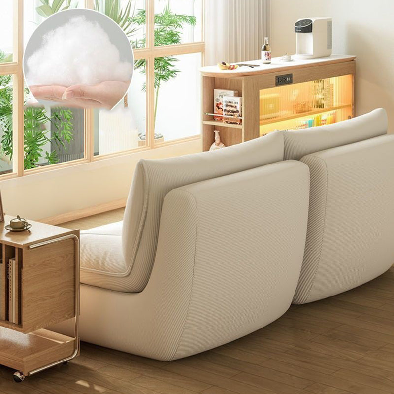 Modern Minimalist Rectangular Corduroy Foam Sponge Accent Chair Backrest Armless For Living Room
