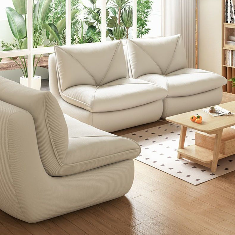 Modern Minimalist Rectangular Corduroy Foam Sponge Accent Chair Backrest Armless For Living Room