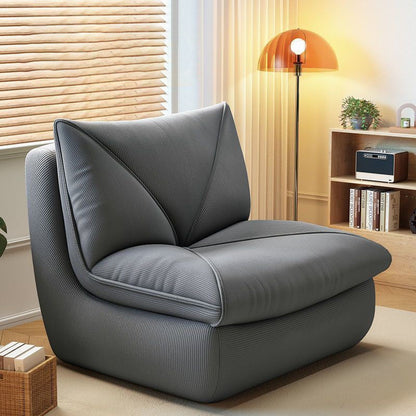 Modern Minimalist Rectangular Corduroy Foam Sponge Accent Chair Backrest Armless For Living Room