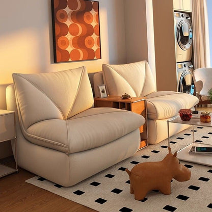 Modern Minimalist Rectangular Corduroy Foam Sponge Accent Chair Backrest Armless For Living Room