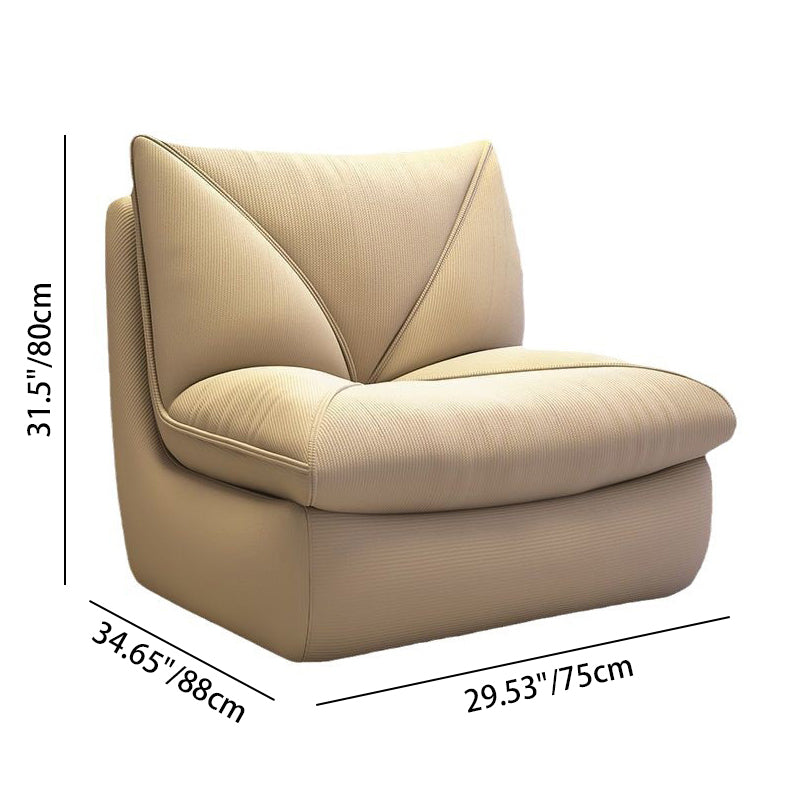 Modern Minimalist Rectangular Corduroy Foam Sponge Accent Chair Backrest Armless For Living Room