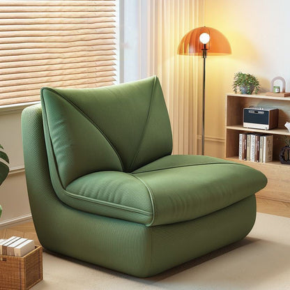 Modern Minimalist Rectangular Corduroy Foam Sponge Accent Chair Backrest Armless For Living Room