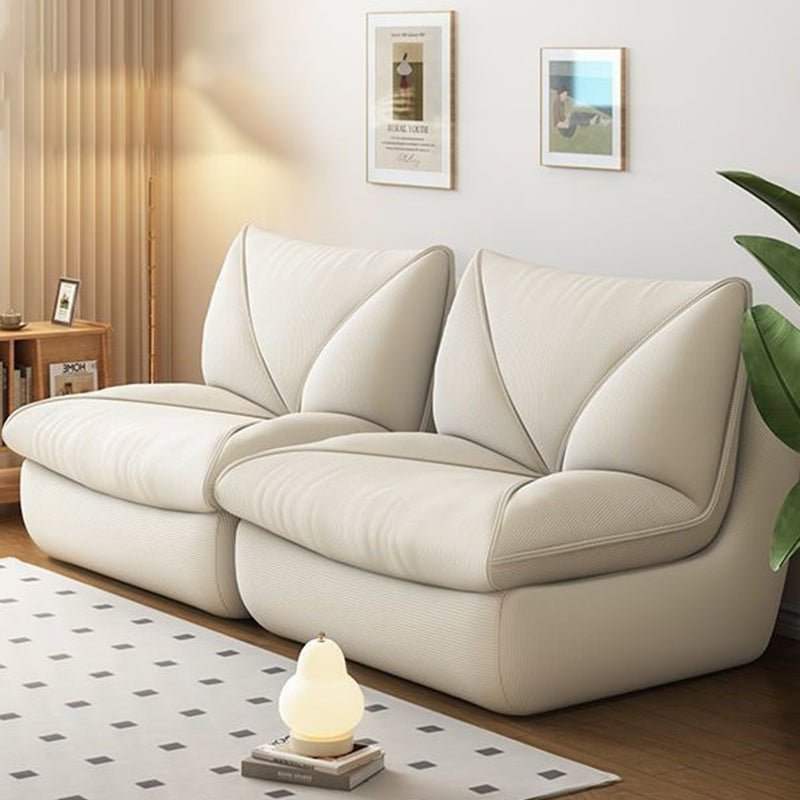 Modern Minimalist Rectangular Corduroy Foam Sponge Accent Chair Backrest Armless For Living Room