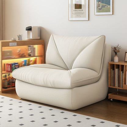 Modern Minimalist Rectangular Corduroy Foam Sponge Accent Chair Backrest Armless For Living Room