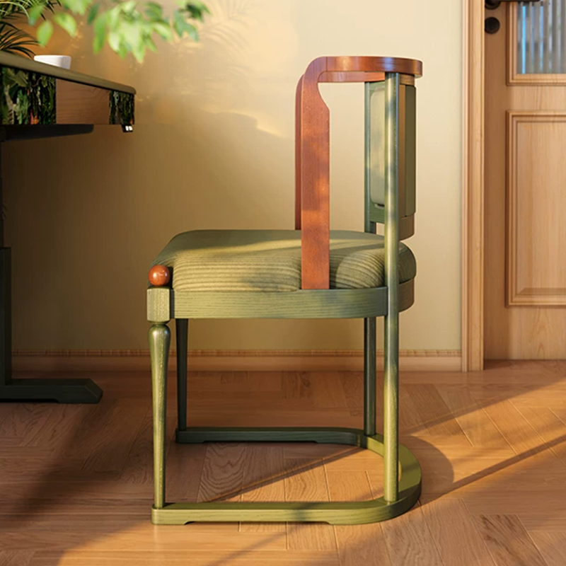 Vintage Upholstered Dining Chair - Ash Wood Frame High Resilience Sponge Cushion Lounge Chair For Kitchen & Dining Room