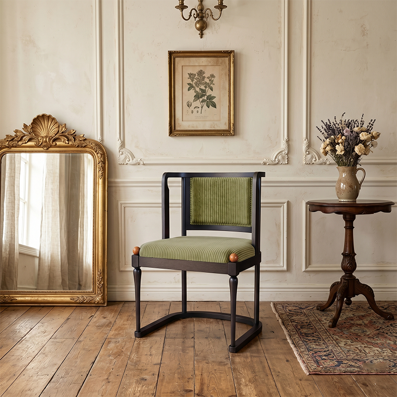Vintage Upholstered Dining Chair - Ash Wood Frame High Resilience Sponge Cushion Lounge Chair For Kitchen & Dining Room