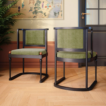 Vintage Upholstered Dining Chair - Ash Wood Frame High Resilience Sponge Cushion Lounge Chair For Kitchen & Dining Room