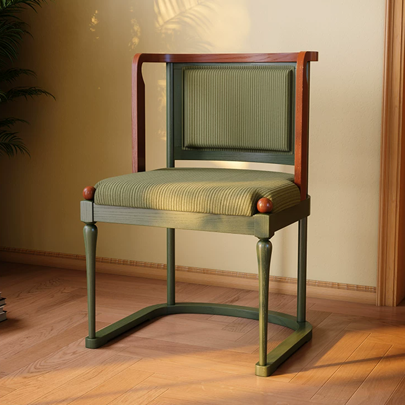Vintage Upholstered Dining Chair - Ash Wood Frame High Resilience Sponge Cushion Lounge Chair For Kitchen & Dining Room