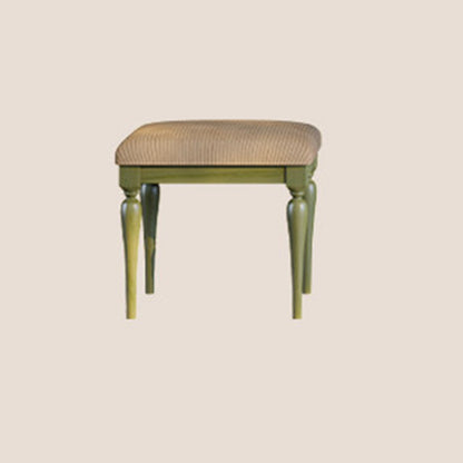 Traditional French Style Dressing Stool - Corduroy Upholstered Solid Ash Wood Frame Vanity Stool For Bedroom