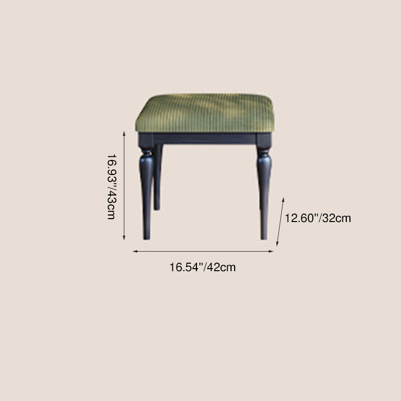 Traditional French Style Dressing Stool - Corduroy Upholstered Solid Ash Wood Frame Vanity Stool For Bedroom