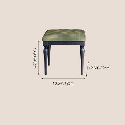 Traditional French Style Dressing Stool - Corduroy Upholstered Solid Ash Wood Frame Vanity Stool For Bedroom