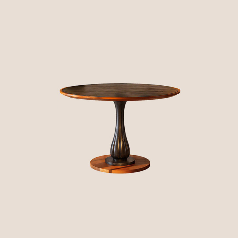 Mid-Century Round Thick Top Dining Table - Moisture-Resistant Ash Wood Stable Pedestal Leg Table For 2-4 Seats