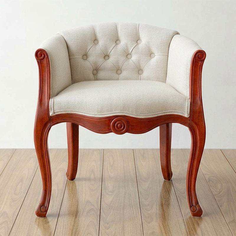 Traditional Vintage Square Linen Oil-waxed Leather Solid Wood Sponge Upholstery Accent Chair Backrest Armrest For Living Room