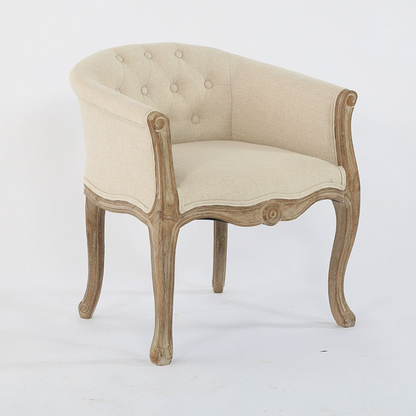 Traditional Vintage Square Linen Oil-waxed Leather Solid Wood Sponge Upholstery Accent Chair Backrest Armrest For Living Room
