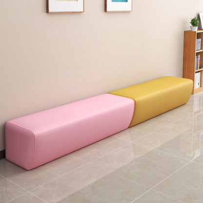 Modern Minimalist Solid Wood Faux Leather Rectangular Bench Backless For Entryway
